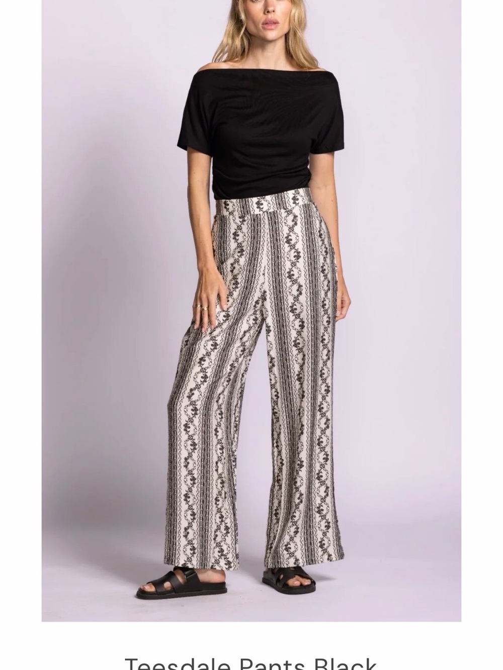 Pink Martini 🍸 Teesdale Wide-Leg Pants in Black & Cream